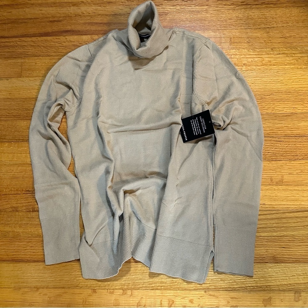 Boston proper Everyday Turtleneck Sweater Tan size M (j10)